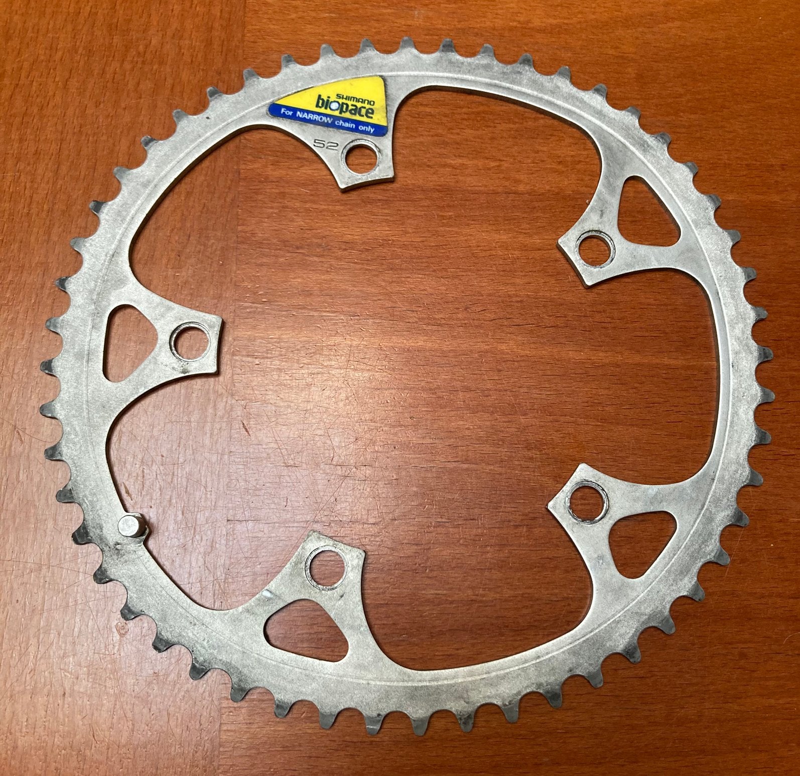 Shimano Biopace buitenblad 52, Fietsen en Brommers, Fietsonderdelen, Crankstel of Pedalen, Gebruikt, Ophalen of Verzenden, Aluminium