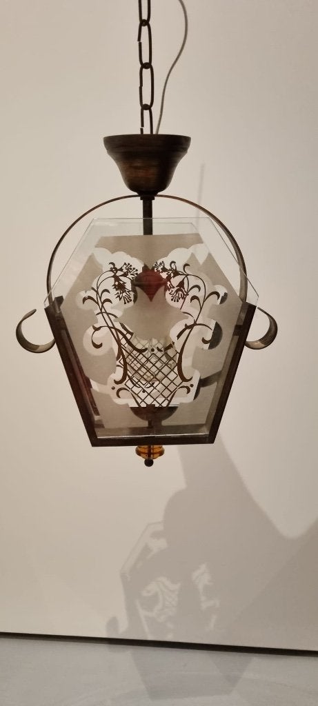 mooie art deco lamp, hanglamp, Ophalen of Verzenden
