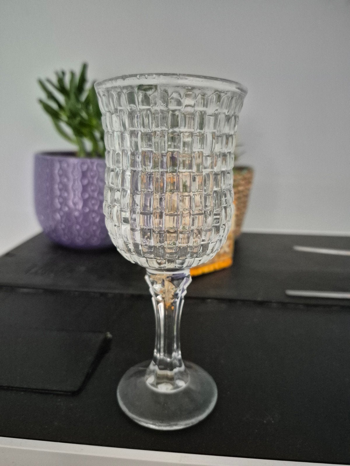 Decoratieve glazen kelk - 19 cm hoog, Ophalen of Verzenden
