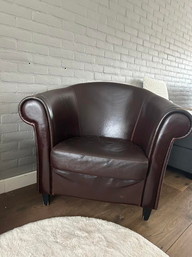 Leren stoel, Ophalen of Verzenden, Gebruikt, 75 tot 100 cm, 50 tot 75 cm