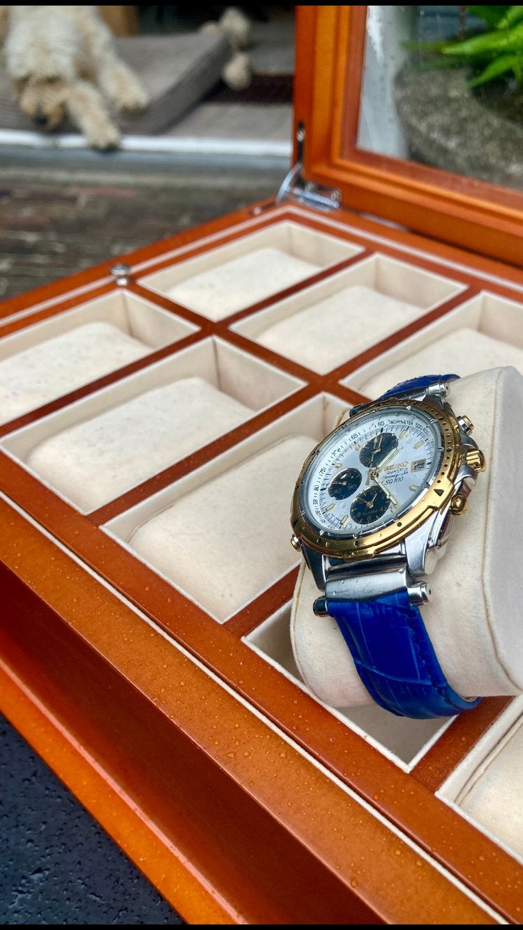 Seiko SQ 100 Chronographe Polshorloge in absolute nieuwstaat, Ophalen, Zo goed als nieuw, Blauw, Jongen of Meisje