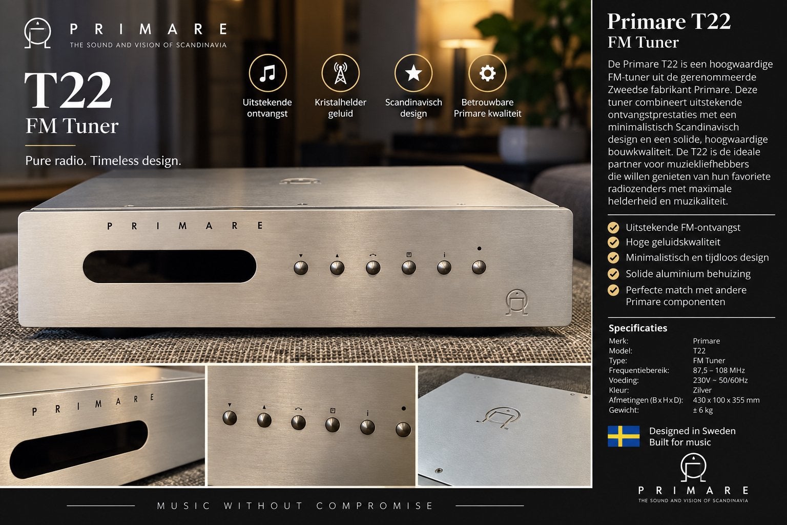 Primare T22 High-End FM Tuner – uitstekende staat, Ophalen of Verzenden, Zo goed als nieuw