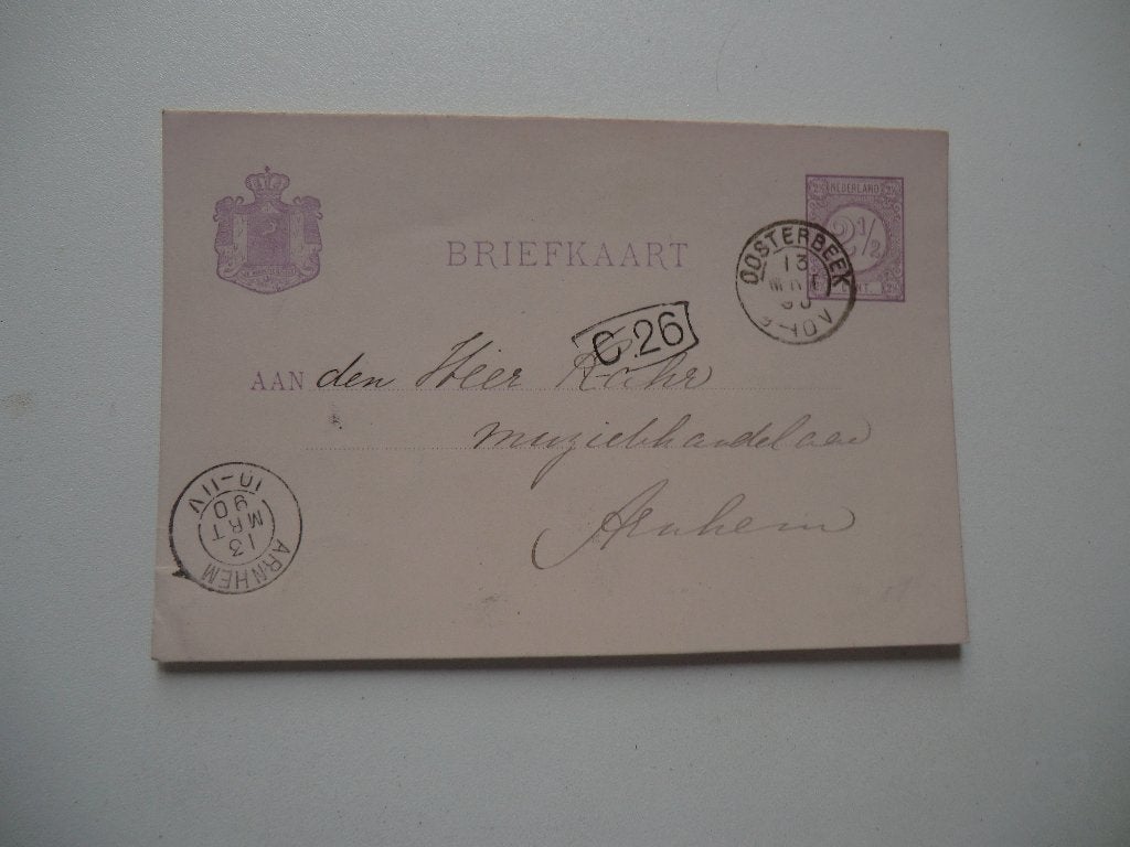 Arnhem,Oosterbeek,Renkum,Dhr Rahr,Muziekhandelaar,1890, Verzenden, Voor 1920, Gelopen, Gelderland