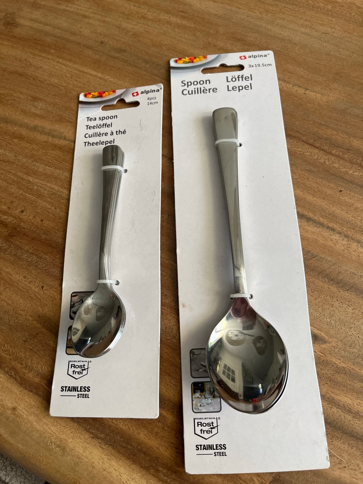 Alpina RVS Lepels: Theelepel (14cm) en Eetlepel (19.5cm), Theelepel, Los bestek, Nieuw, Ophalen of Verzenden