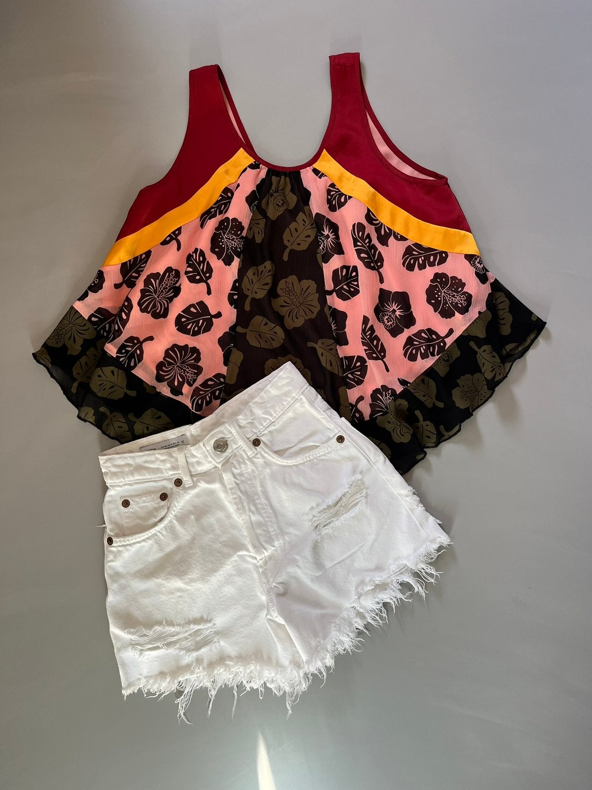 Maison Scotch top roze geel bordeaux XS, Kleding | Dames, Ophalen of Verzenden, Zo goed als nieuw, Roze, Zonder mouw