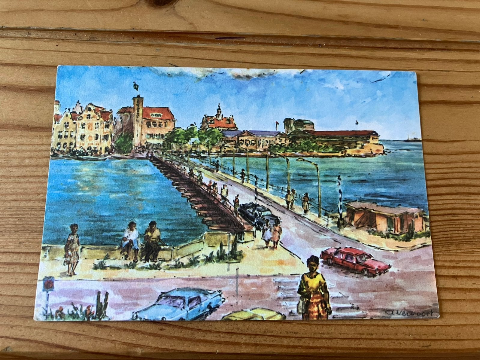 Ansichtkaart Curacao, willemstad, schipbrug st. Annabaai, Ophalen of Verzenden