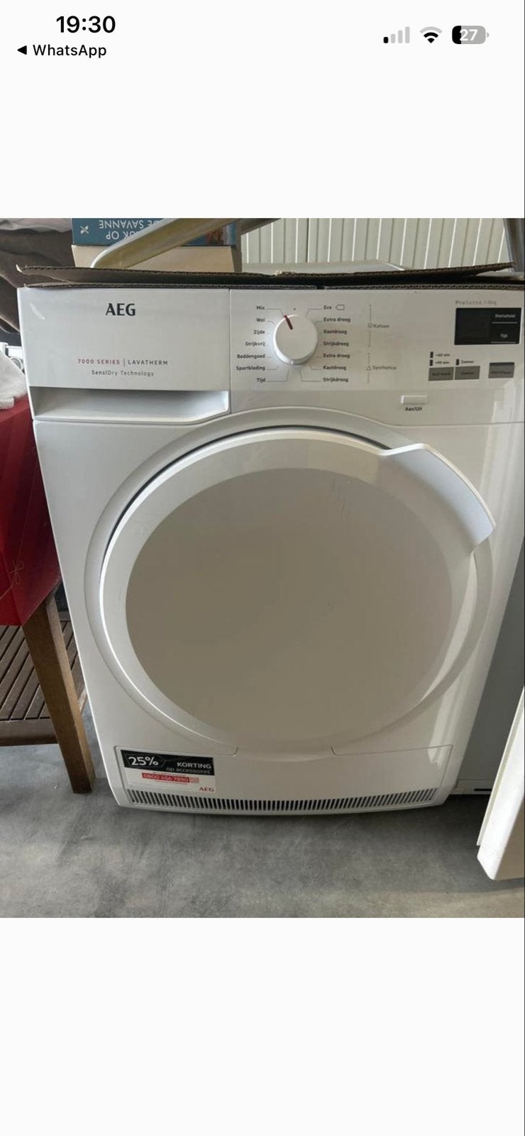 AEG 7000 SERIES LAVATHERM ProSense 1-8kg Wasdroger, Ophalen, 8 tot 10 kg, Zo goed als nieuw, Voorlader