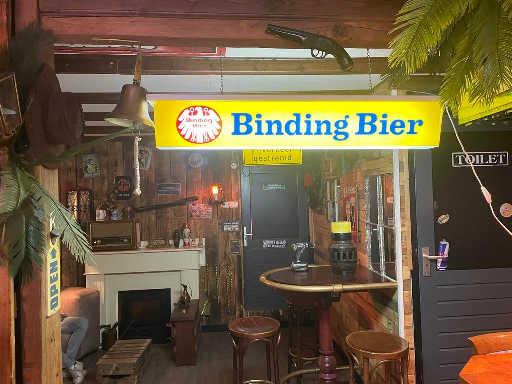 Binding Bier - Vintage Reclame Lamp - Kroeg - Cafe - Mancave, Ophalen of Verzenden, Gebruikt, Reclamebord, Plaat of Schild, Overige merken