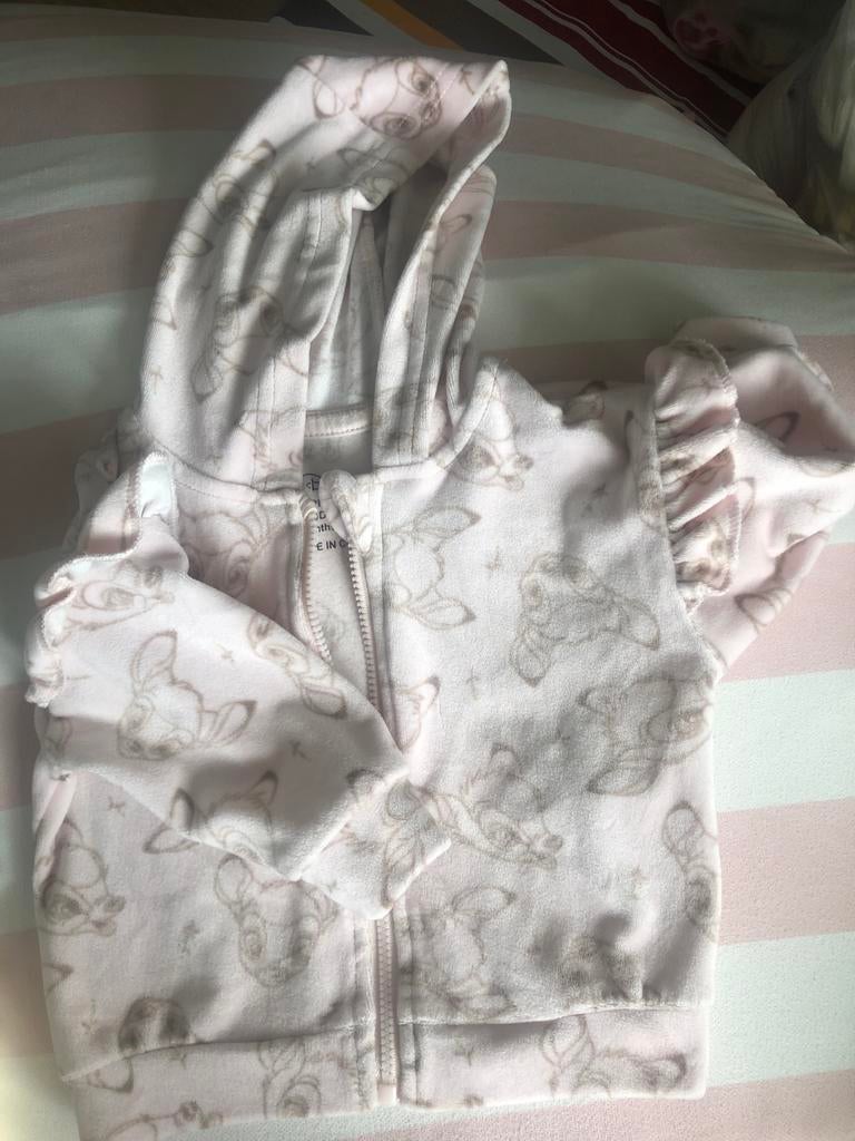 Roze vestje met capuchon, Bambi print, maat 62, Ophalen of Verzenden, Zo goed als nieuw, Meisje, Truitje of Vestje