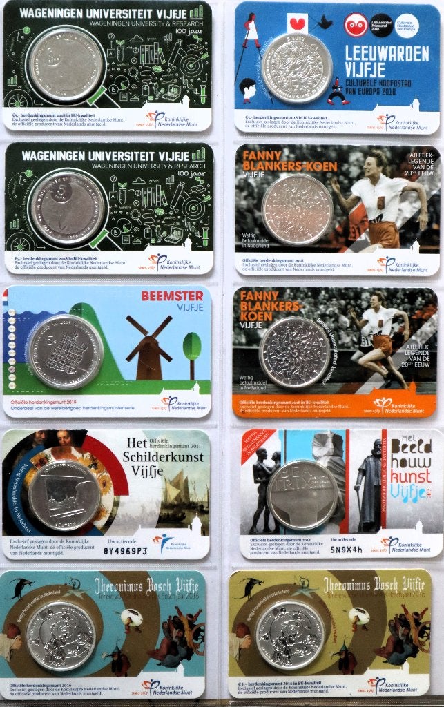 Verschillende coincards BU en UNC, Ophalen, Overige landen, 5 euro, Losse munt
