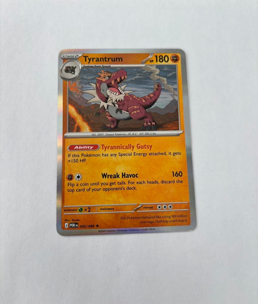 Pokemon Tyrantrum 045/088 POR reverse holo, Ophalen of Verzenden, Nieuw, Losse kaart, Foil