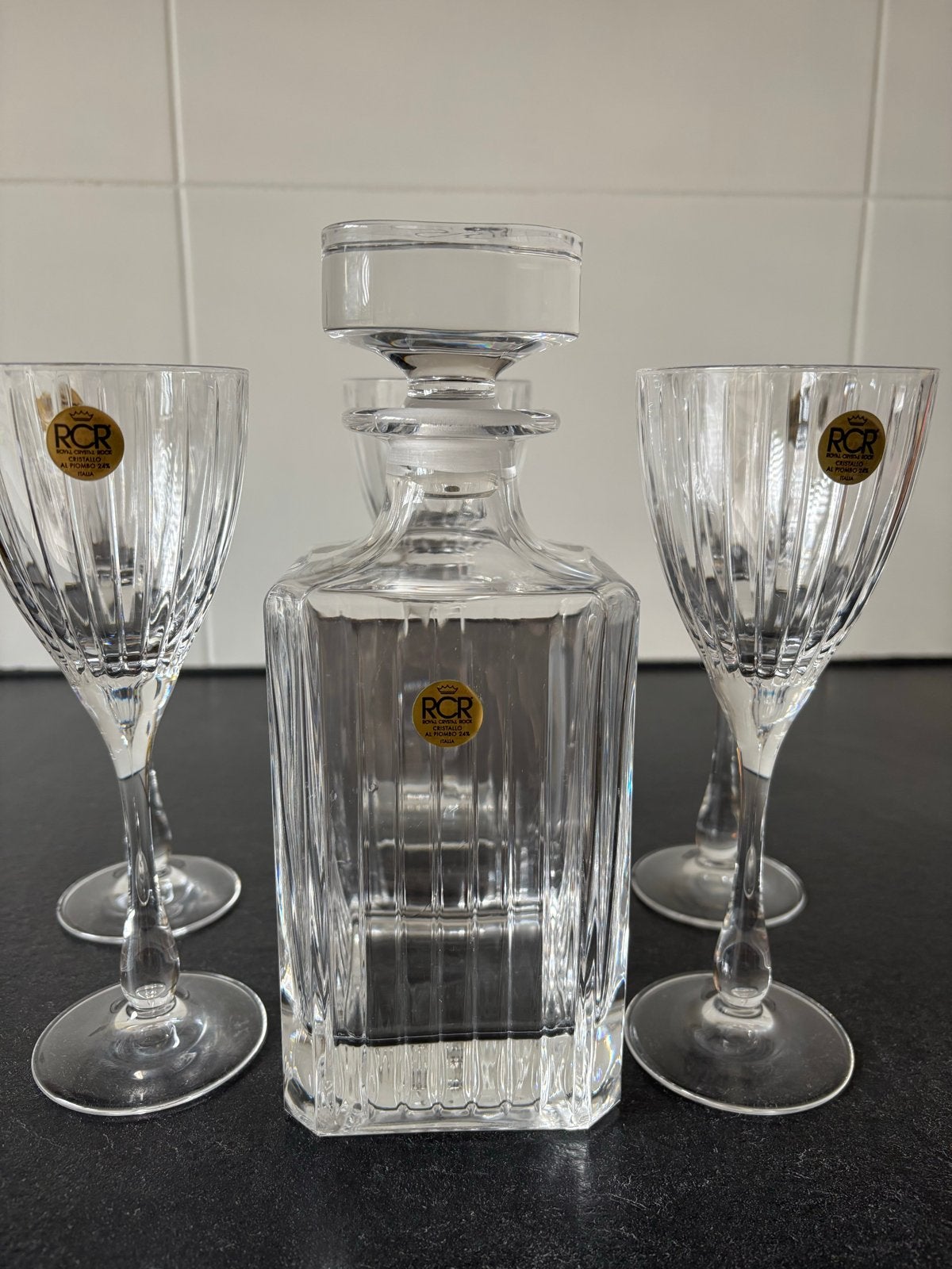 RCR Royal Crystal Rock Karaf met 5 glazen - Cristallo al Pio, Ophalen