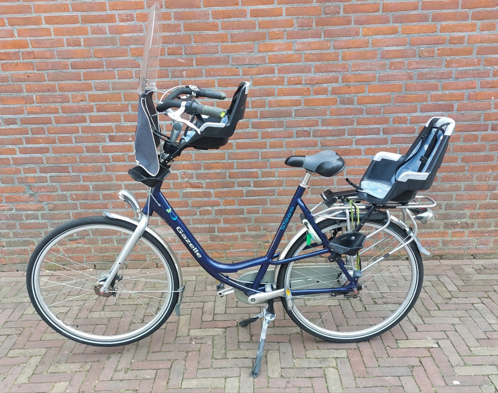 Gazelle Bloom moederfiets met 2 zitjes en stuurslot, Fietsen en Brommers, Fietsen | Dames | Moederfietsen, Ophalen, 2 zitjes, Gebruikt