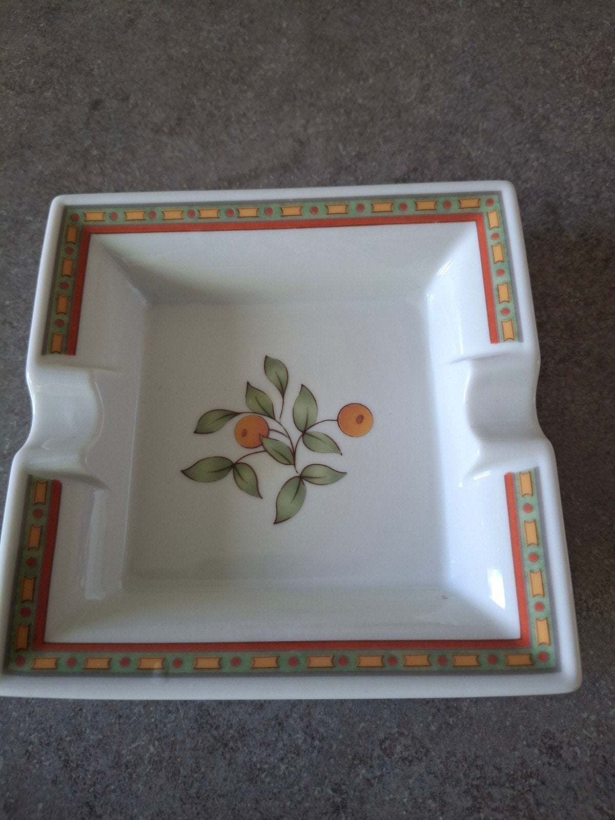 Vintage Art-Design Koffietijd asbak met fruitmotief, Ophalen of Verzenden
