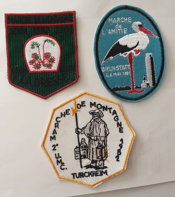 Vintage Franse wandelsport emblemen, Hobby en Vrije tijd, Kledingapplicaties en Hotfix, Ophalen of Verzenden, Zo goed als nieuw