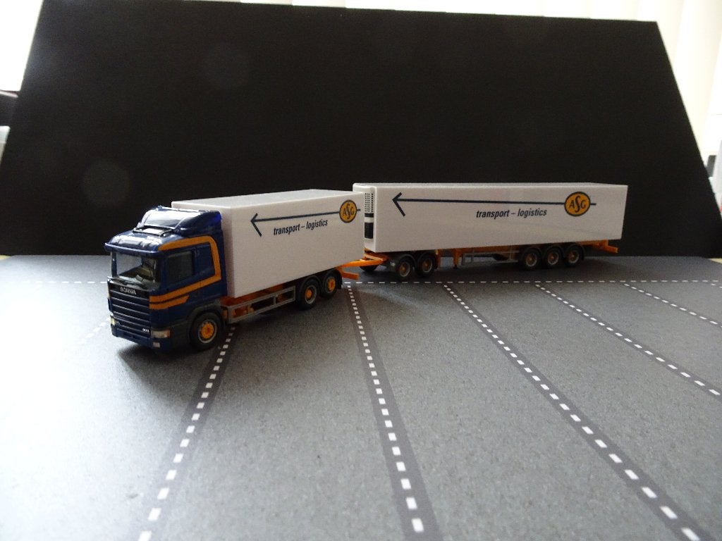 868 herpa scania 4 serie asg lzv combi 1:87 truck trein dhl, Hobby en Vrije tijd, Modelauto's | 1:87, Ophalen of Verzenden, Zo goed als nieuw
