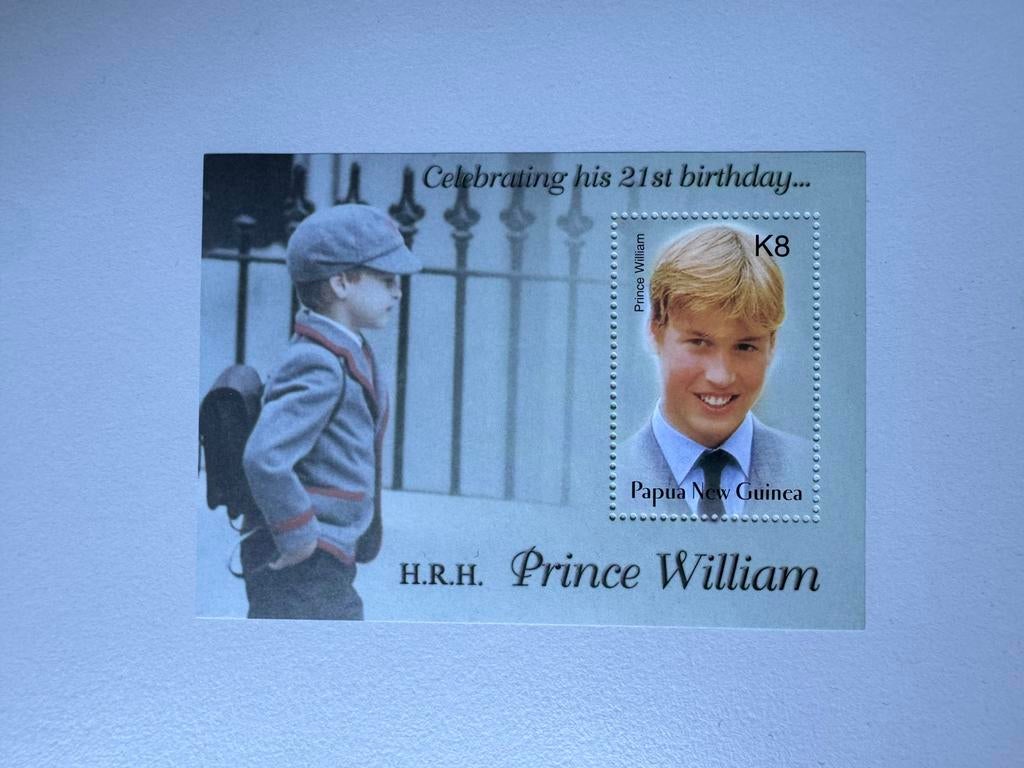 Papoea Nieuw Guinea blok Prins William, Postzegels en Munten, Ophalen of Verzenden, Postfris, Koningshuis