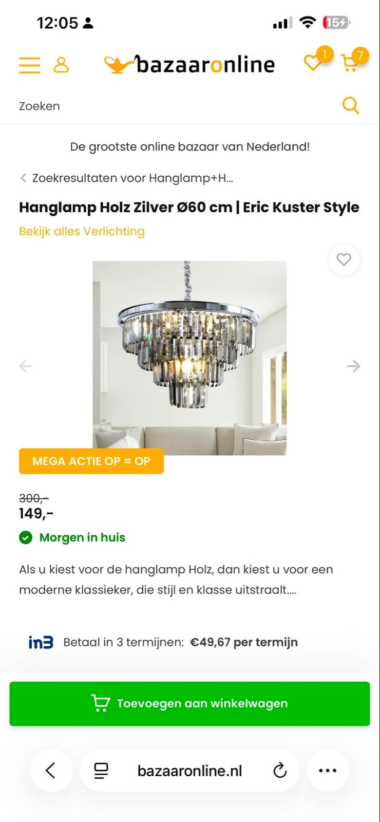 Nieuwe Hanglamp Holz Zilver Ø60 cm | Eric Kuster Style, Ophalen of Verzenden, Nieuw, Metaal