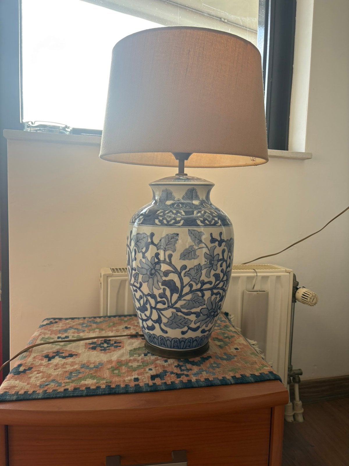 blauw-witte keramische tafellamp, Blauw, Ophalen, Zo goed als nieuw, Klassiek
