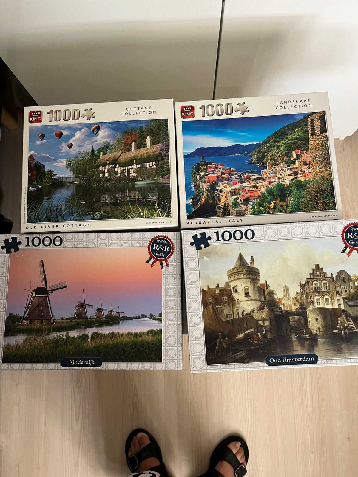 Te koop 4 puzzels 1000 stukjes, Ophalen, 500 t/m 1500 stukjes, Zo goed als nieuw, Legpuzzel