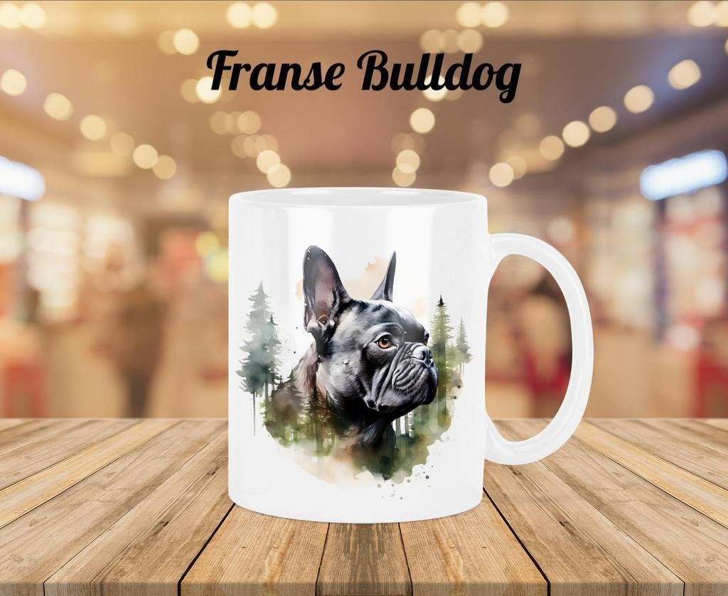 Franse Bulldog profiel mok, Verzenden, Nieuw, Overige stijlen, Kop(pen) en/of Schotel(s)