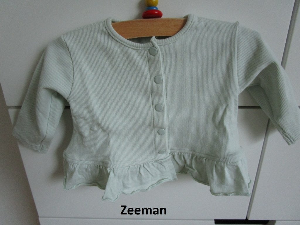 Zeeman - mintgroen vestje maat 68, Kinderen en Baby's, Babykleding | Maat 68, Zeeman, Ophalen of Verzenden, Zo goed als nieuw