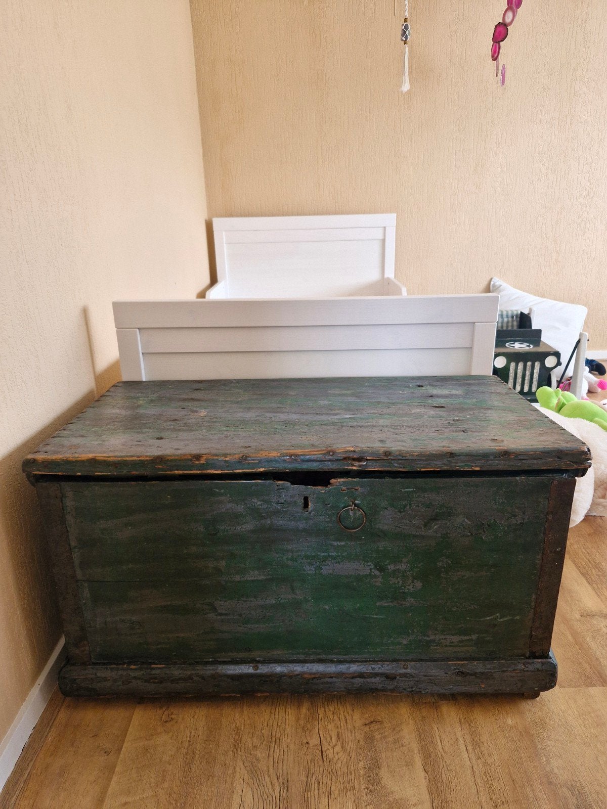 Antieke groene dekenkist, Ophalen, 50 tot 100 cm, Minder dan 50 cm, Minder dan 50 cm