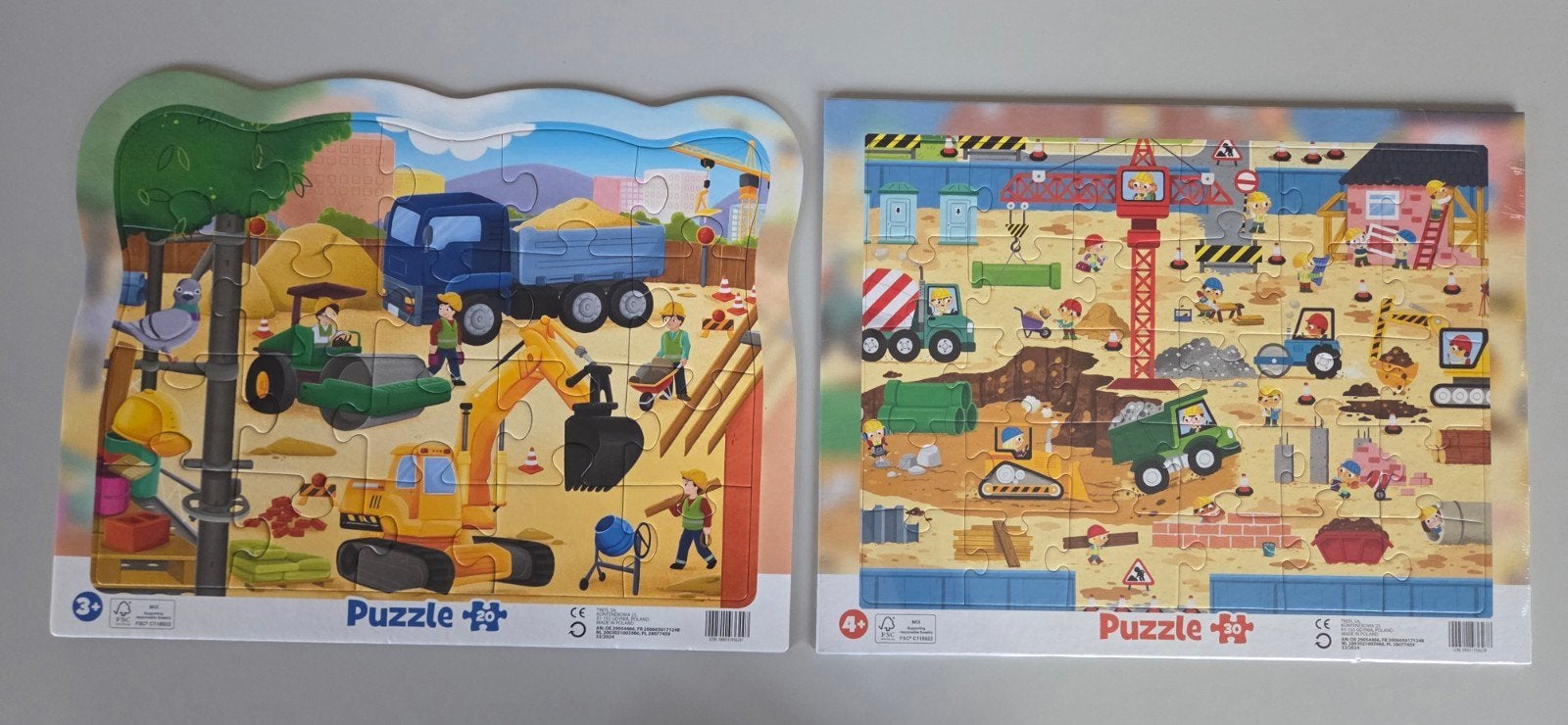 2 Nieuwe puzzels Voertuigen en bouwplaats 20/ 30 stukjes. 
D, Ophalen of Verzenden, 10 tot 50 stukjes, Nieuw, 2 tot 4 jaar