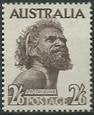 AUSTRALIE 1952-65 2/6sh. Sepia op wit papier Aboriginal, Verzenden, Postfris