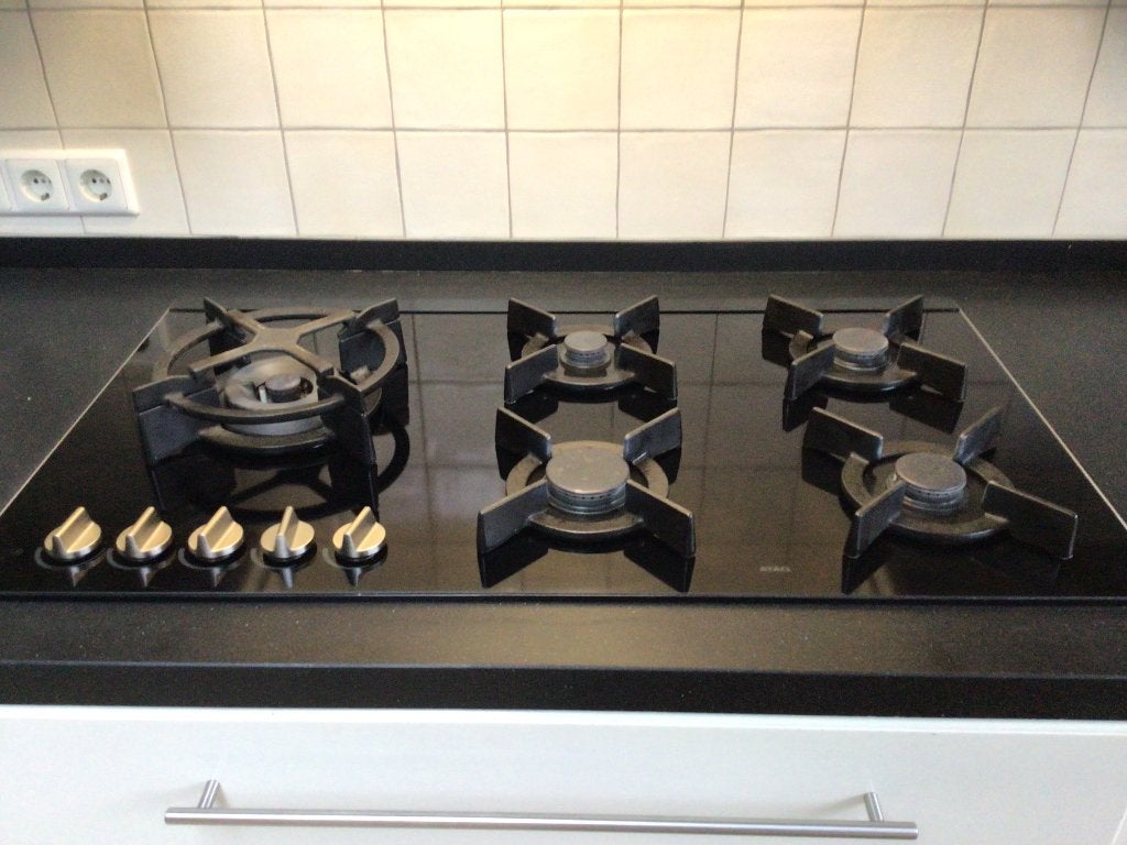 Gas op glas kookplaat 90 cm met 5 branders, Witgoed en Apparatuur, Ophalen, Gebruikt, Inbouw, Gas