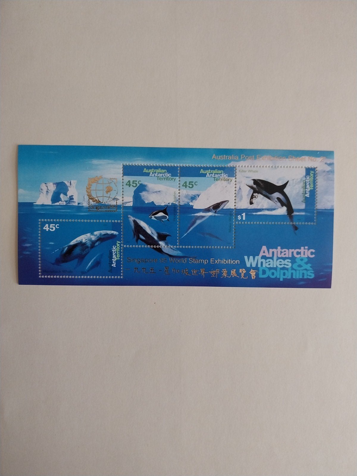 Australia Antartica blok whales 1995 opdruk postfris, Ophalen of Verzenden
