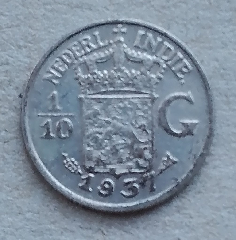 Nederlands Indië, 10 cent 1937, Ophalen of Verzenden, Zuidoost-Azië, Losse munt, Zilver