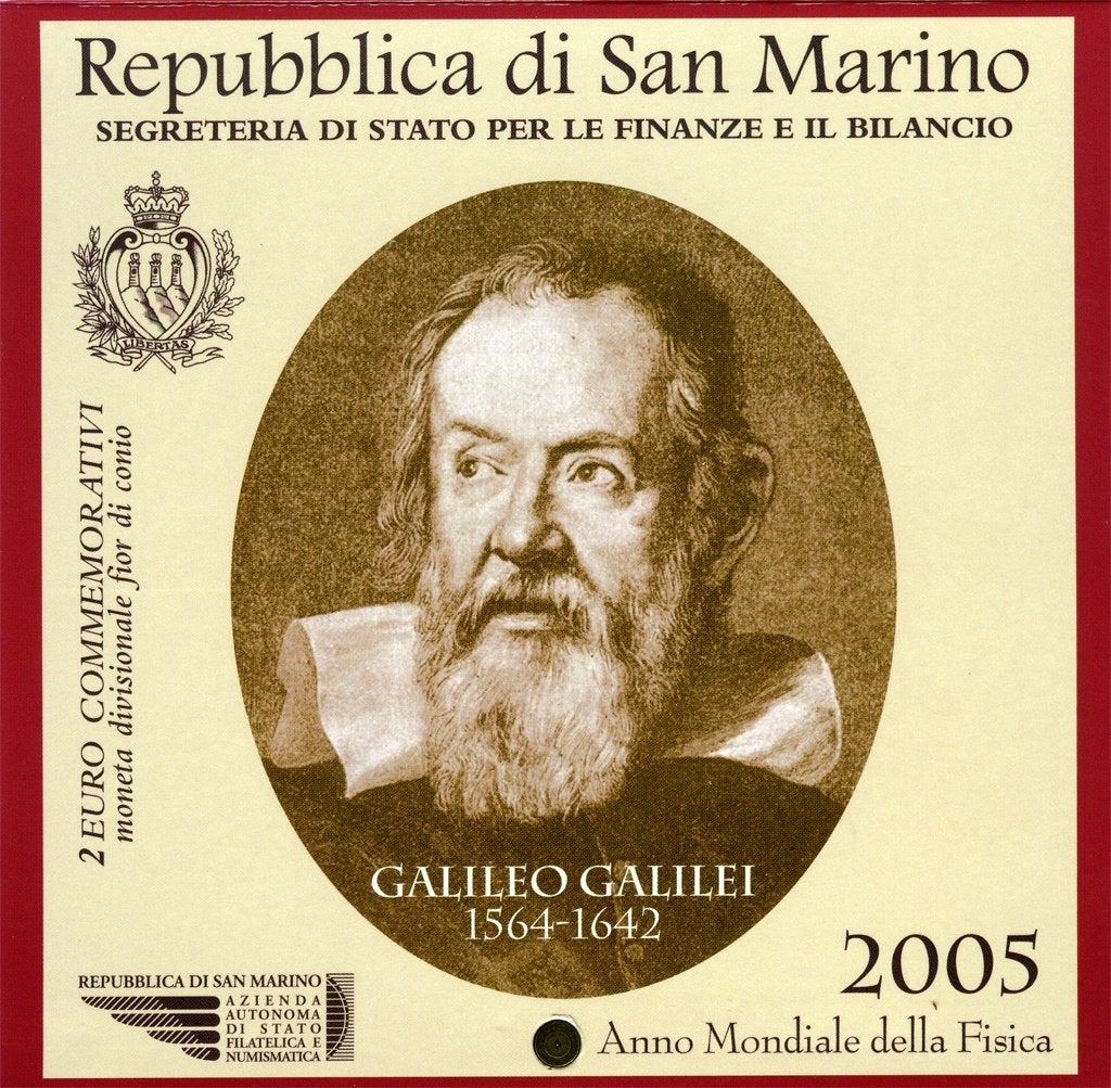 2 Euro San Marino 2005 - Galileo Galilei - BU Blister, Verzenden, San Marino, 2 euro, Losse munt