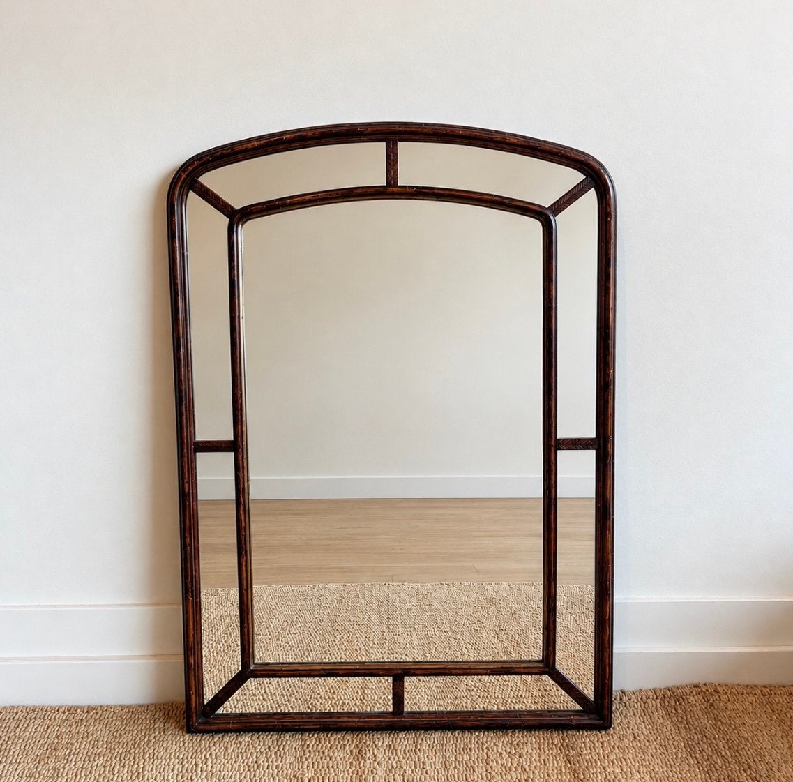 Vintage houten spiegel met boogvorm de Knudt, Huis en Inrichting, Ophalen, --, 100 tot 150 cm, Zo goed als nieuw
