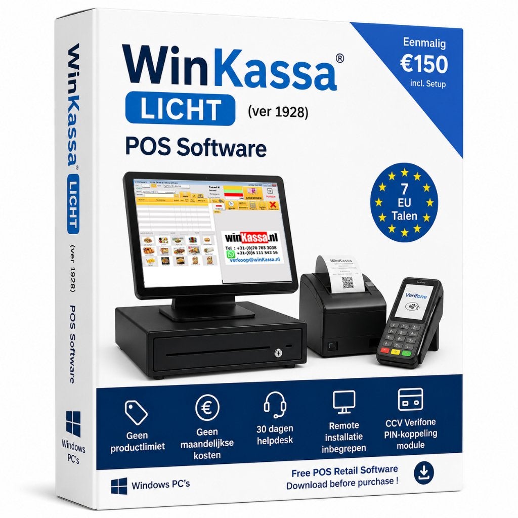 Kassasoftware POS Winkel Horeca Retail Kassasysteem PIN, Ophalen, Windows