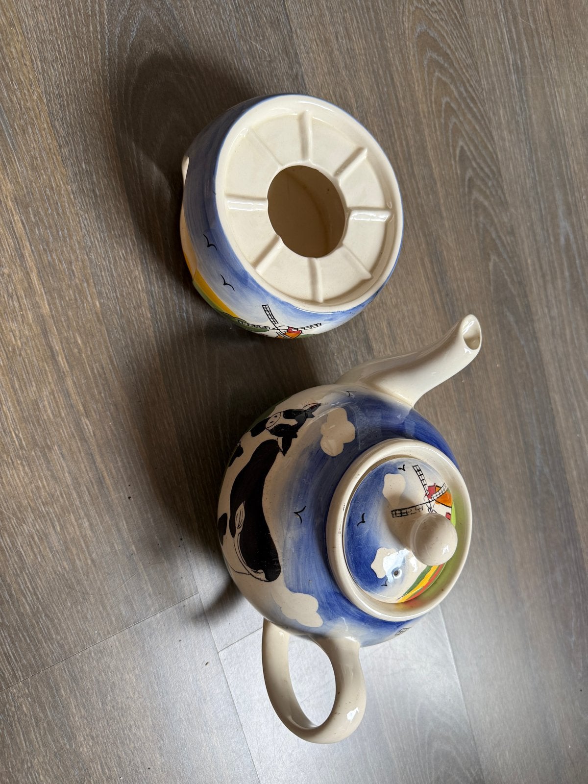 Delfts Blauw theepot met theelicht - Hollands tafereel, Ophalen of Verzenden