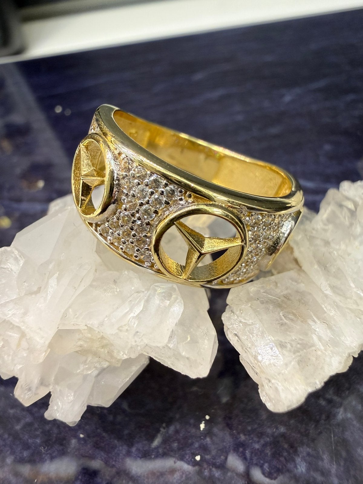 Prachtige 14 karaats gouden Mercedes design ring ITALY, Sieraden, Tassen en Uiterlijk, Ringen, Ophalen of Verzenden, Nieuw, Goud