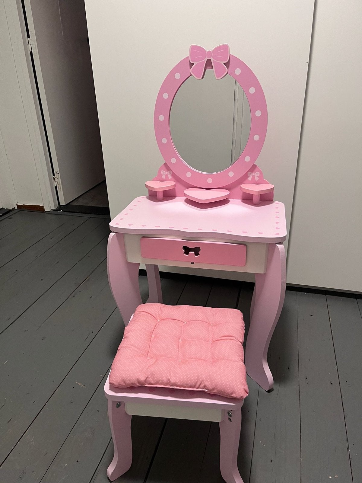 Houten Kaptafel voor Meisjes - Compleet met Krukje, Ophalen, Minder dan 50 cm, Gebruikt, Kinderkamer roze