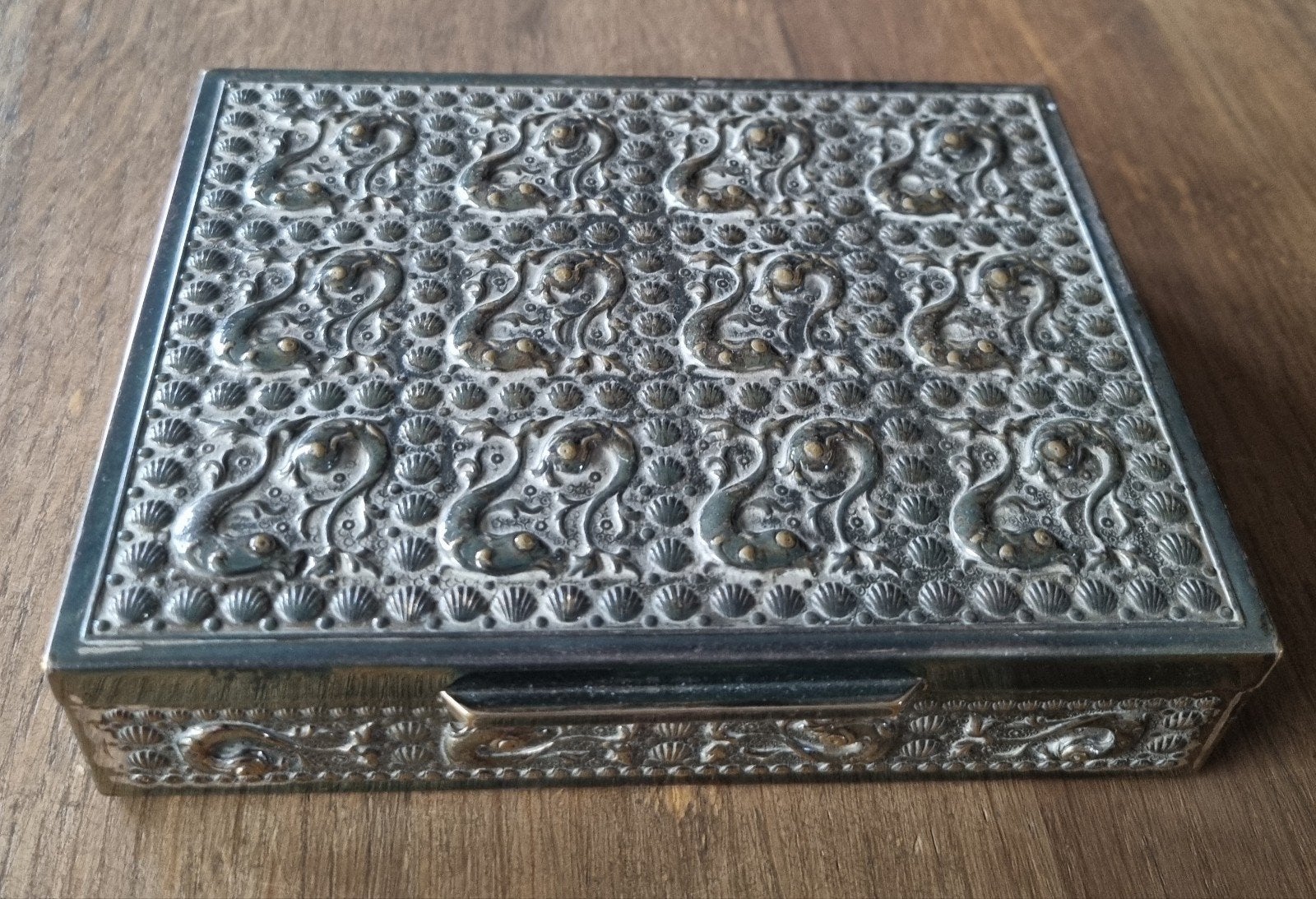 Antieke Erhard & Söhne Art Deco Sigarettendoos – Dolfijn, Ophalen of Verzenden