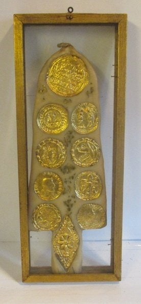 antieke wassen Agnus Dei ex voto goudverf medaillons, Antiek en Kunst, Verzenden