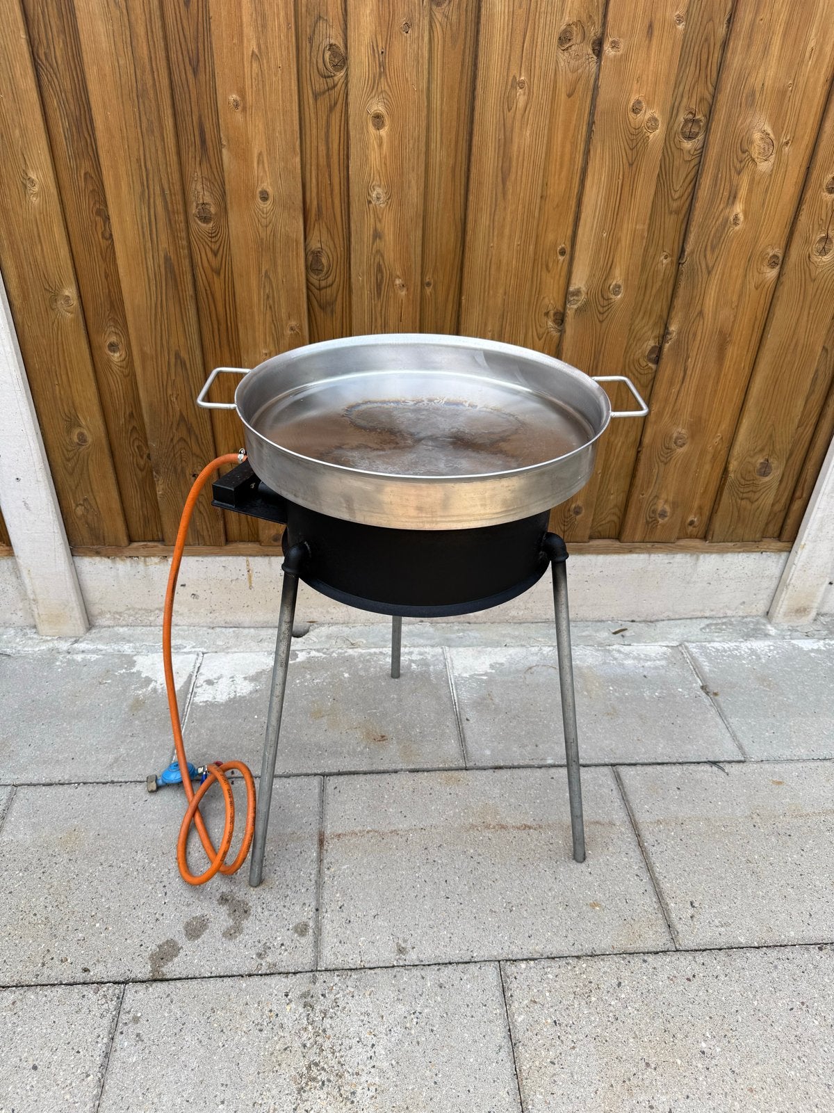 Paellapan/Wokpan op gasbrander met onderstel - 52 cm, Ophalen, Gebruikt