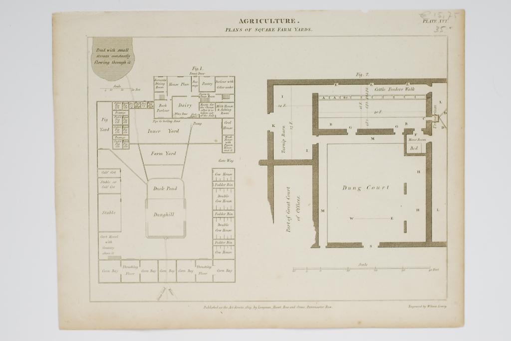Boerenerf agricultuur - Antieke illustratie begin 19e eeuw, Verzenden, Voor 1940, Zo goed als nieuw