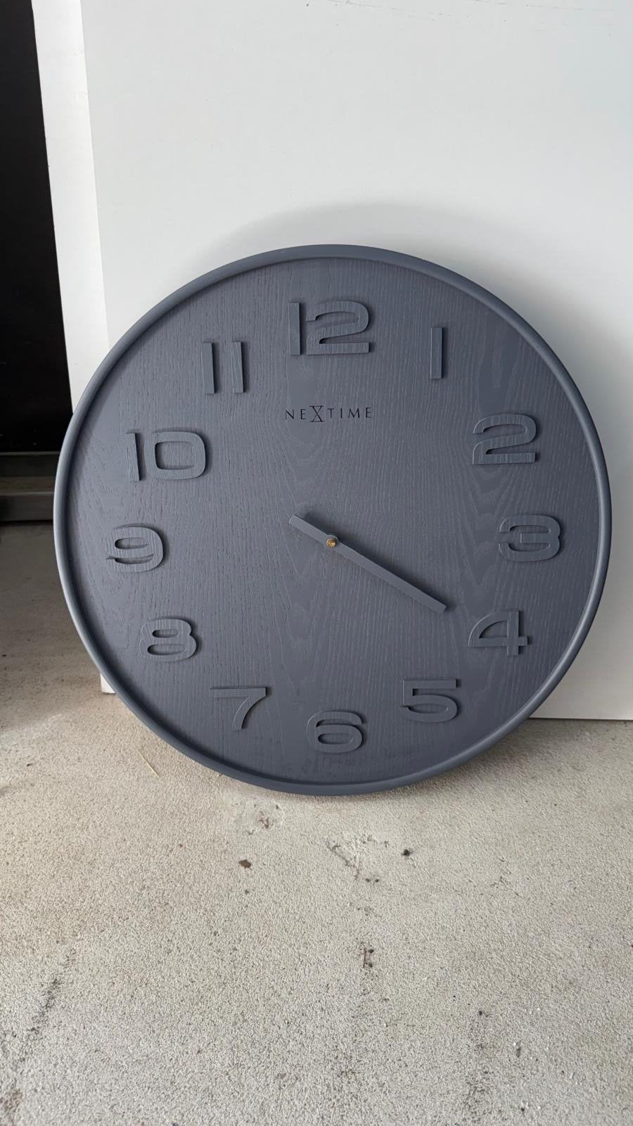 Moderne Nextime wandklok - Grijs, Ophalen, Wandklok, Grijs, Analoog