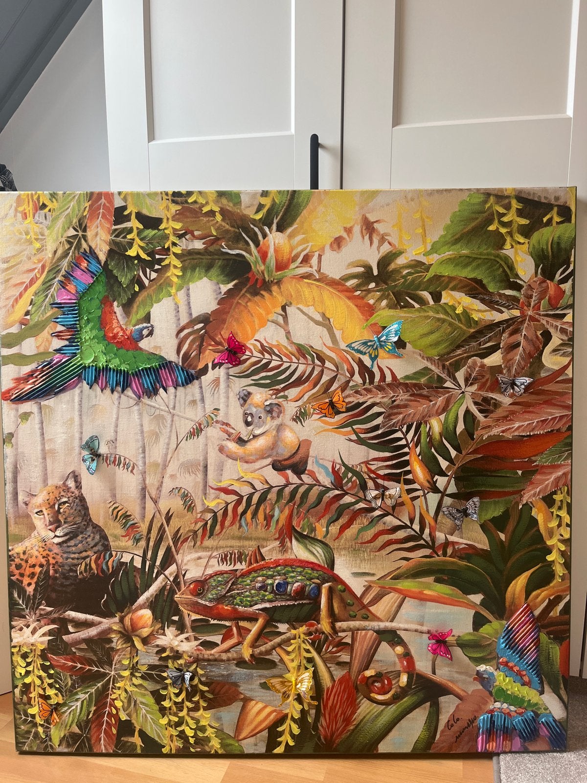 Coco Maison Jungle Fever Schilderij 3D Kinderkamer, Ophalen, 3D-effect, Dieren, Gemengde techniek