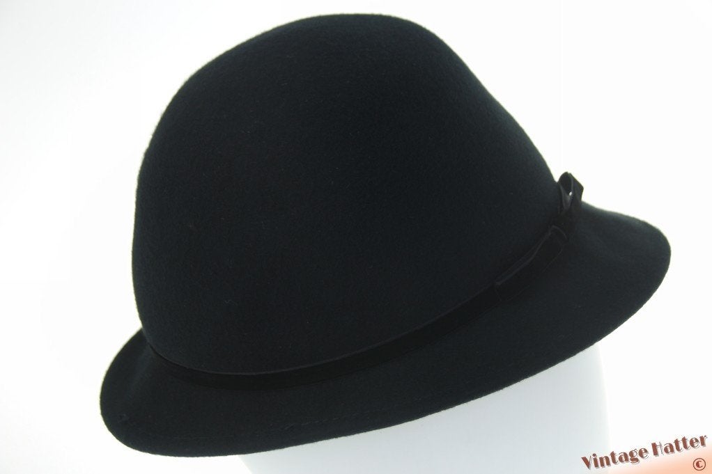 Vintage Dameshoed Inspired by Veritas zwart wolvilt 57, 56 of 57 cm (M, 7 of 7⅛ inch), Hoed, Ophalen of Verzenden, Zo goed als nieuw