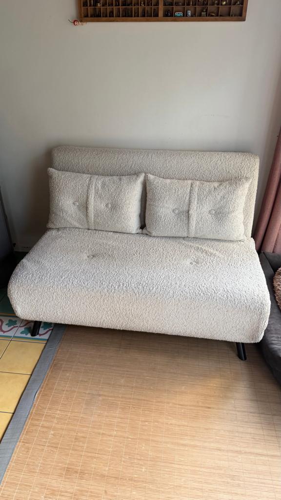 Compacte slaapbank 123 cm breed, uitklapbaar, Ophalen, Gebruikt, Wit, 190 cm of minder