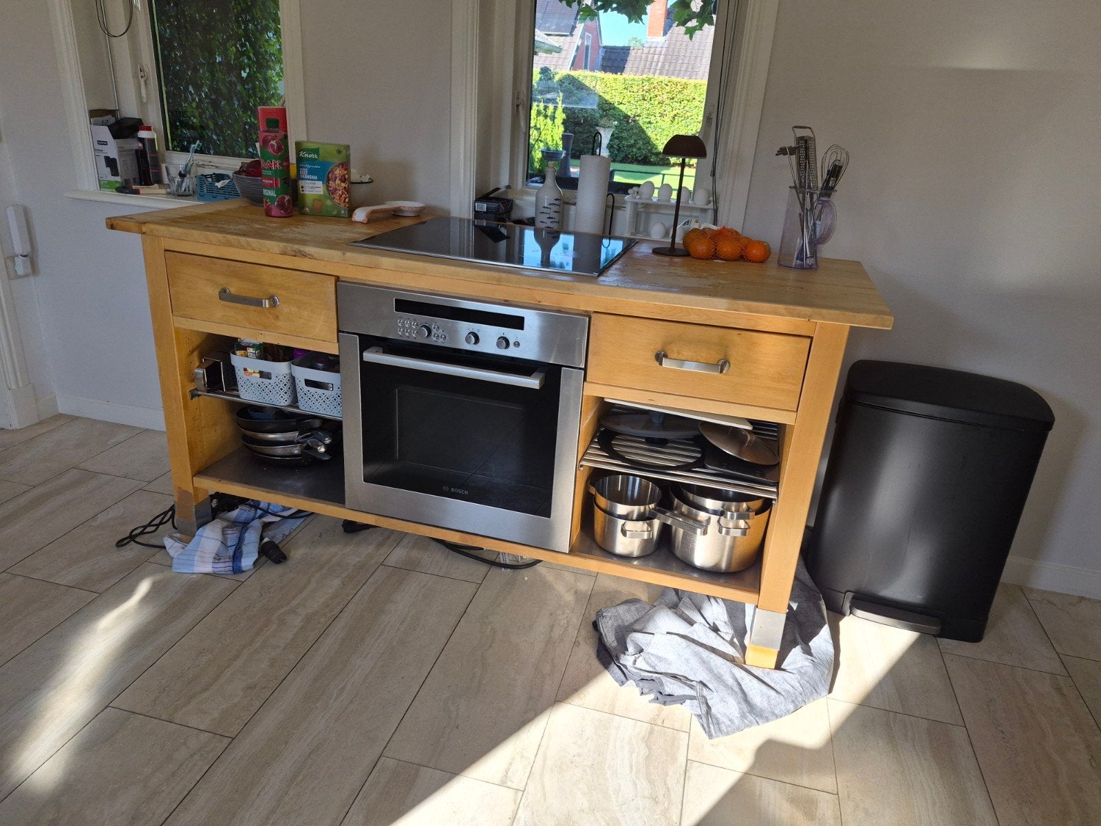 Werkbank keuken met oven en inductie kookplaat, Ophalen, Gebruikt, Hete lucht, 60 cm of meer