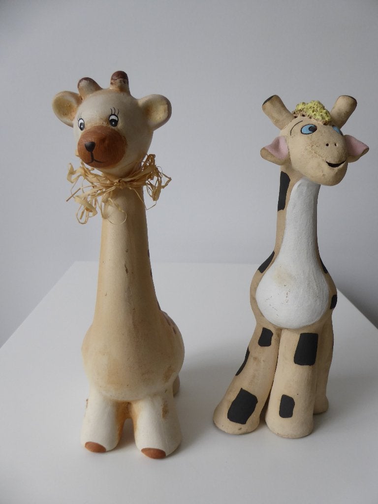 2 Giraffen van aardewerk (nr. 16), Ophalen of Verzenden, Zo goed als nieuw, Wild dier, Beeldje of Figuurtje