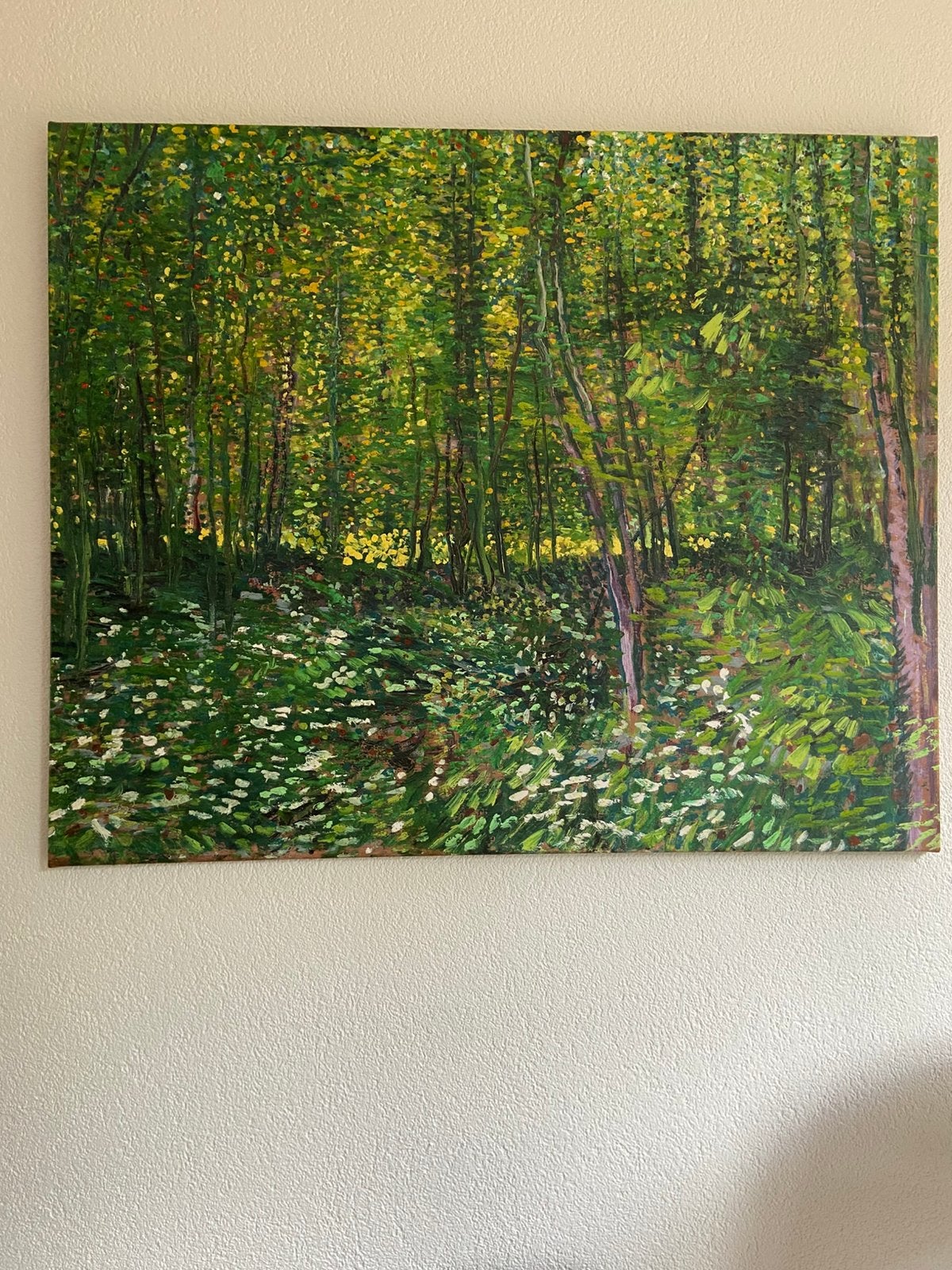 Canvas doek met schilderij Van Gogh Bomen en kreupelhout, Ophalen