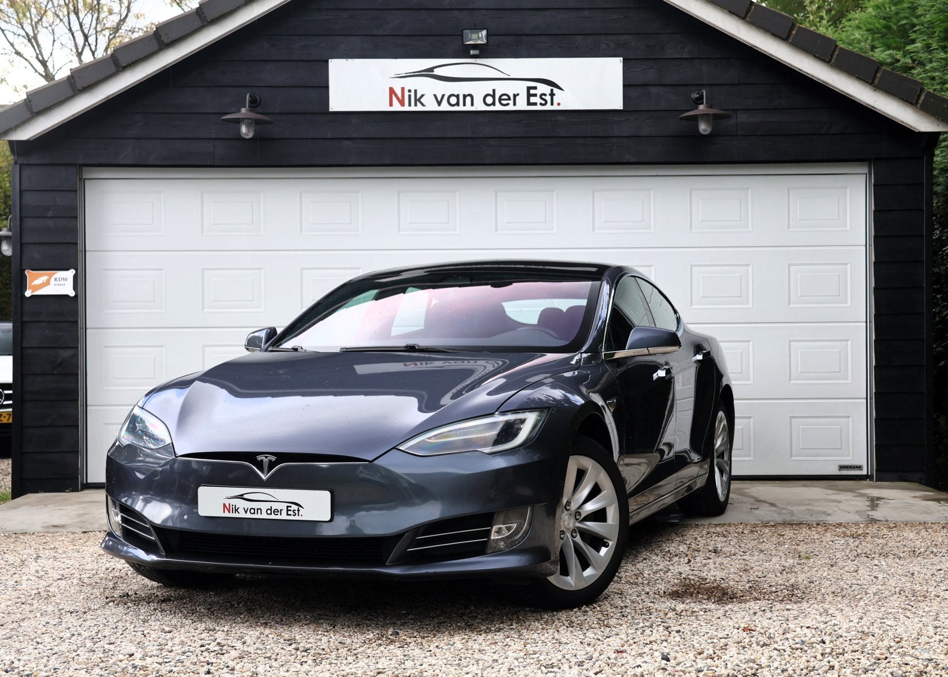 Tesla Model S 75D-Leder-Carbon-MCU2-CCS, Auto's, Automaat, Verwarmde buitenspiegels, Gebruikt, Zwart